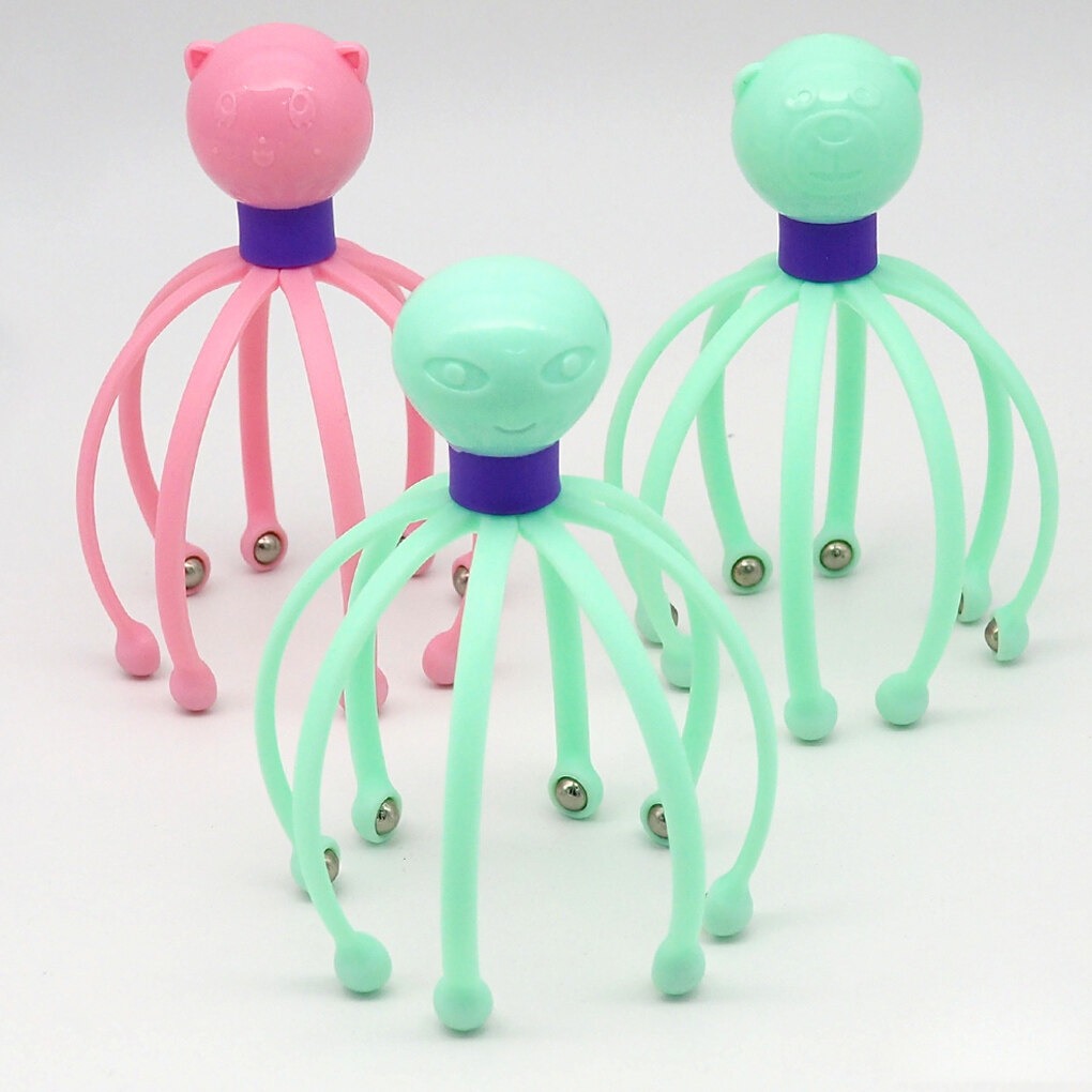Octopus Shape Manual Head Scalp Massager With 8 Roller Balls Provides Headache Relief Stress Relaxation Hair Stimulation (Random Color)