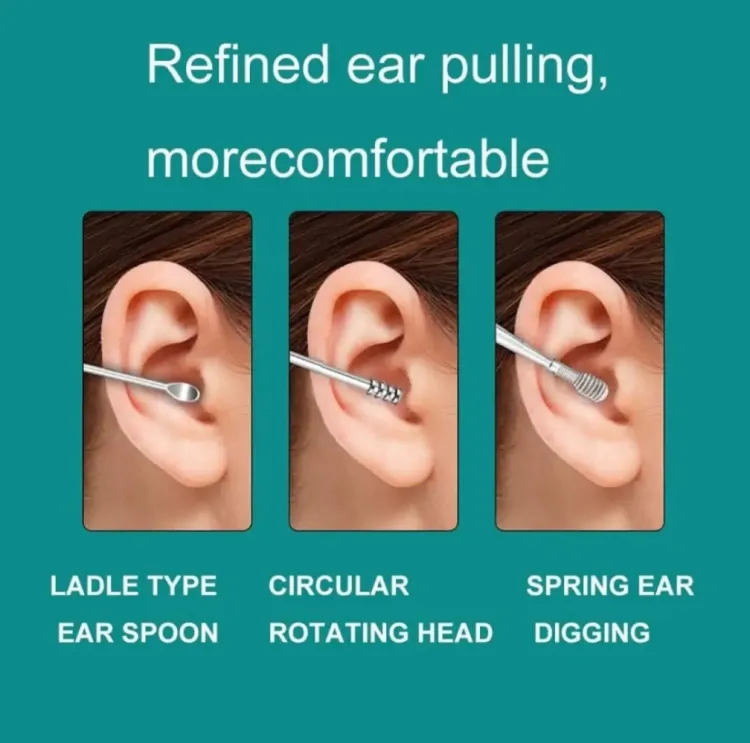 6Pcs Stainless Steel Ear Cleaner Set ? Ear Wax Removal Curette Kit with Pickers & Spoon Tools