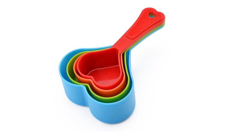 Heart Shaped Measuring Cups Multicolor | 4-Piece/Set Kitchen Measuring Cups for Baking & Cooking | Cute Heart Design, Food-Grade, Easy to Clean - Image 3