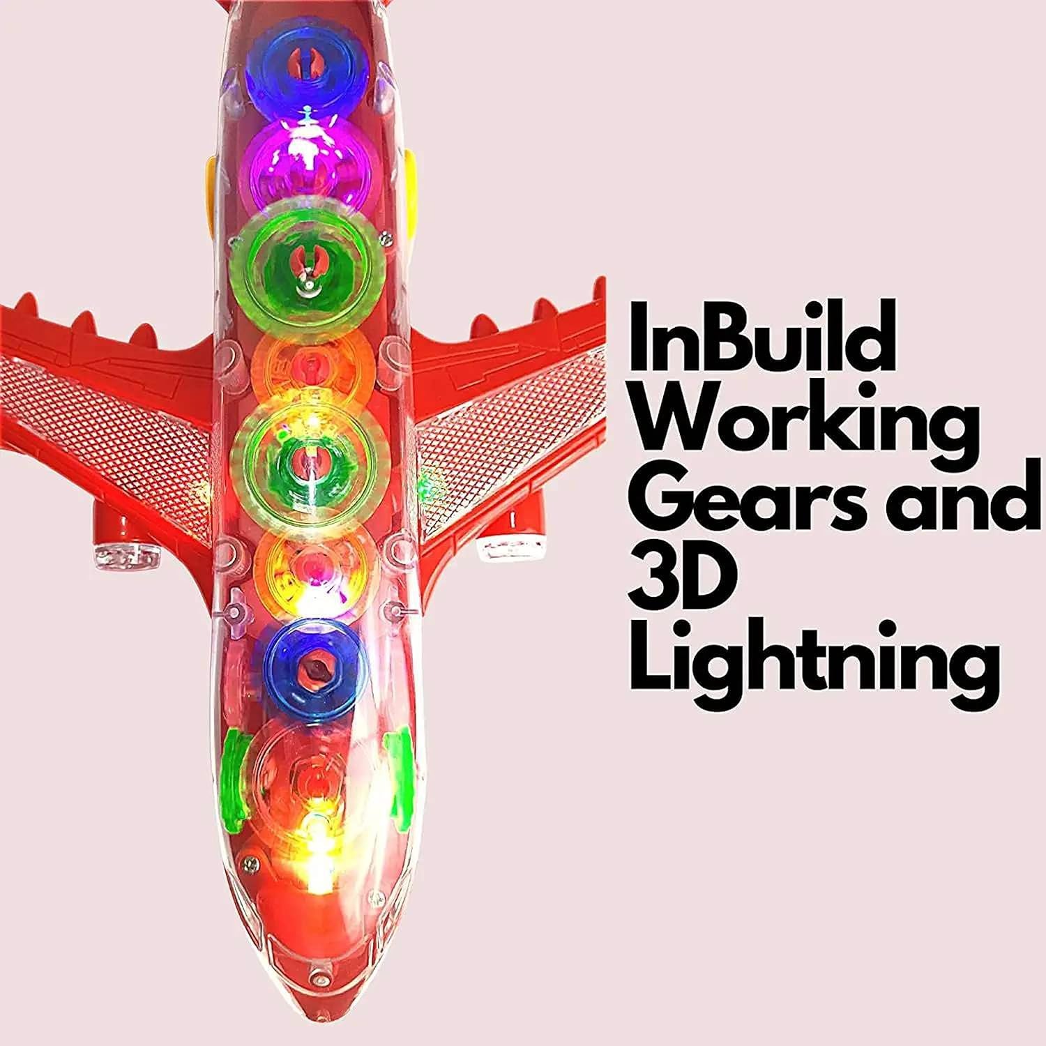 New Trending Transparent Gear Plane Toy ? Light Mode, Music, Bump-and-Go Action, 45?46 cm, Battery Operated, for Kids Ages 3 and Up - Image 4