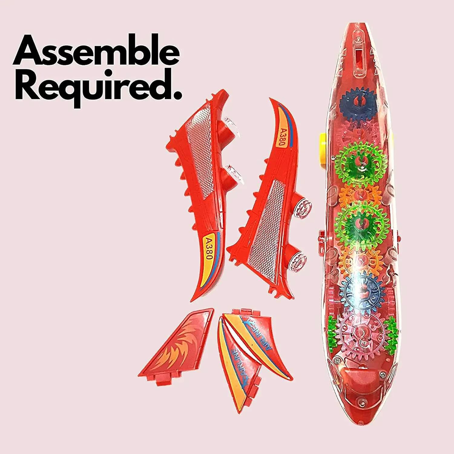 New Trending Transparent Gear Plane Toy ? Light Mode, Music, Bump-and-Go Action, 45?46 cm, Battery Operated, for Kids Ages 3 and Up - Image 3