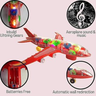 New Trending Transparent Gear Plane Toy ? Light Mode, Music, Bump-and-Go Action, 45?46 cm, Battery Operated, for Kids Ages 3 and Up