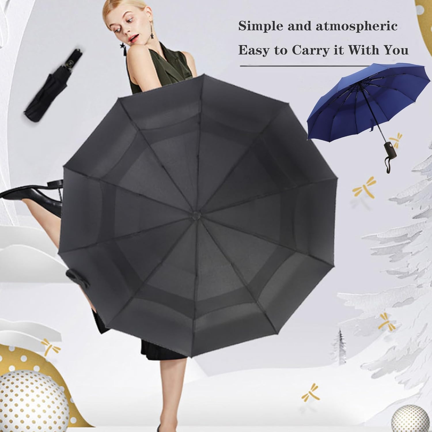 Compact Travel Umbrella with Windproof Design Gray Ghana - Image 3
