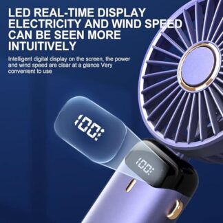 LED Digital Display Rechargeable Fan with USB Cable ? Portable Mini Cooling Fan with Adjustable Speed, Battery Indicator & Easy Charging (random color)