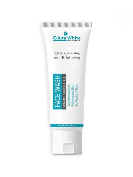 Gluta White Facewash 100ml ? Brightening & Deep Cleansing Formula for Clear, Glowing Skin, Gentle on All Skin Types, Daily Use Quality Face Wash