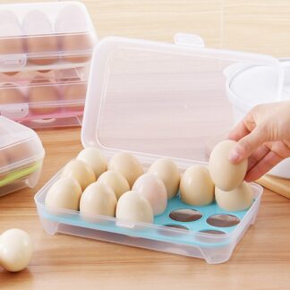 15-Grid Egg Storage Container ? BPA-Free Plastic Refrigerator Organizer with Lockable Lid