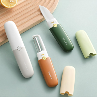 2-in-1 Stainless Steel Fruit Knife with Peeler ? Portable Fruit Cutting & Peeling Tool