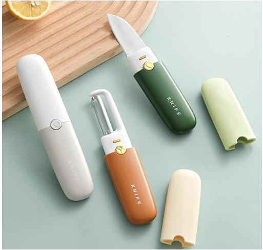 2-in-1 Stainless Steel Fruit Knife with Peeler ? Portable Fruit Cutting & Peeling Tool
