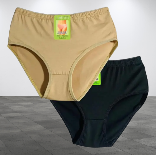 Pack of 2 Cotton Panties ? Comfortable & Lightweight Plain Design (S, M, L )(Random color) - Image 3