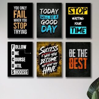 Set Of 6 Motivational Wooden Canvas Frames For Wall Decore 8x11 inches size / Sticky Phototiles Frames