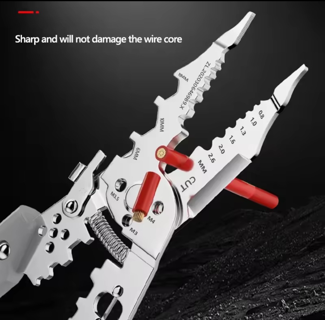 Multi-Function Wire Stripper and Cutter ? 10-in-1 Electrical Tool with Wire Cutting, Stripping, Crimping & Screw Functions - Image 2