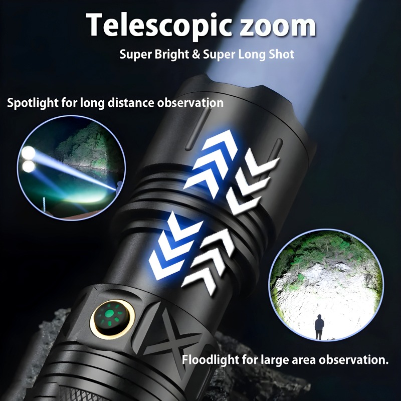 Ruilang P90 High Power Rechargeable LED Flashlight ? Ultra Bright Torch with Zoom, Multiple Modes & Type-C Fast Charging - Image 4