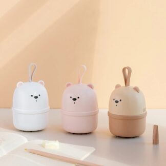 Mini Desktop Vacuum Cleaner with USB Charging ? Portable 360? Swivel Dust Cleaner for Keyboards, Office Desks & Small Debris with Bear Head Grip and Cleaning Brush (Random Color)