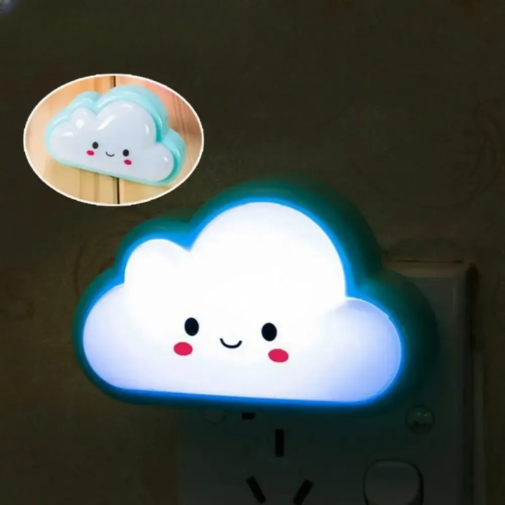Smiley Cloud Plug-In LED Night Light ? Soft Warm Glow Baby Lamp, Kids Night Light for Bedroom & Nursery (Random Color)