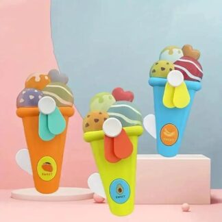Handheld Ice Cream Cone Toy Fan for Kids ? Cute Cartoon Design, Safe Soft Blades, Portable Mini Fan for Summer Play & Cooling (Random Color)