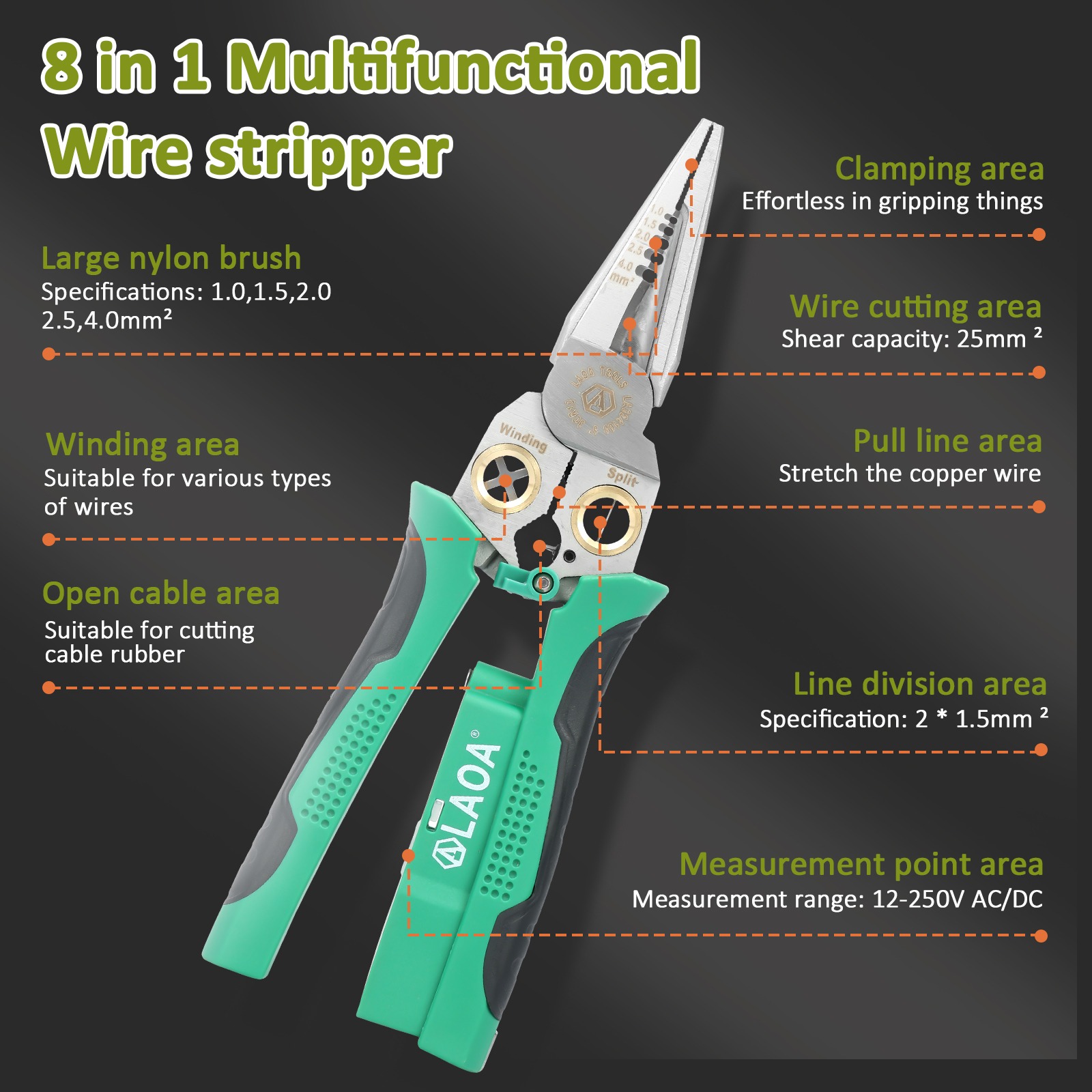 8-in-1 Wire Stripper & Voltage Tester ? Multi-Purpose Electrical Tool for Professionals