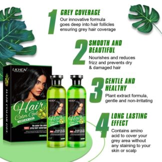 Lichen Professional Hair Color Gel ? 500ML ? Rich, Long-Lasting Black & Dark Brown Shades ? Made in China