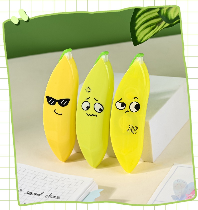 Banana Shaped Correction Tape ? Fun & Portable Eraser Tool for Paper, Labels, and More ? 14cm