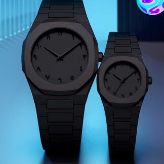 Black Aura Couple Watch – Elegant Matching Timepieces, Stylish Fashion Accessories for Men and Women-without box