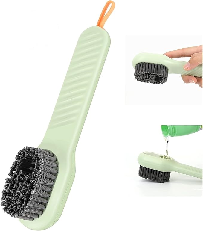 Multifunctional Shoe Brush with Liquid Box, Household Soft Fur Liquid Cleaning Shoe Brush, Long Handle Shoe Brush Press Type Automatic Liquid Shoe Brush
