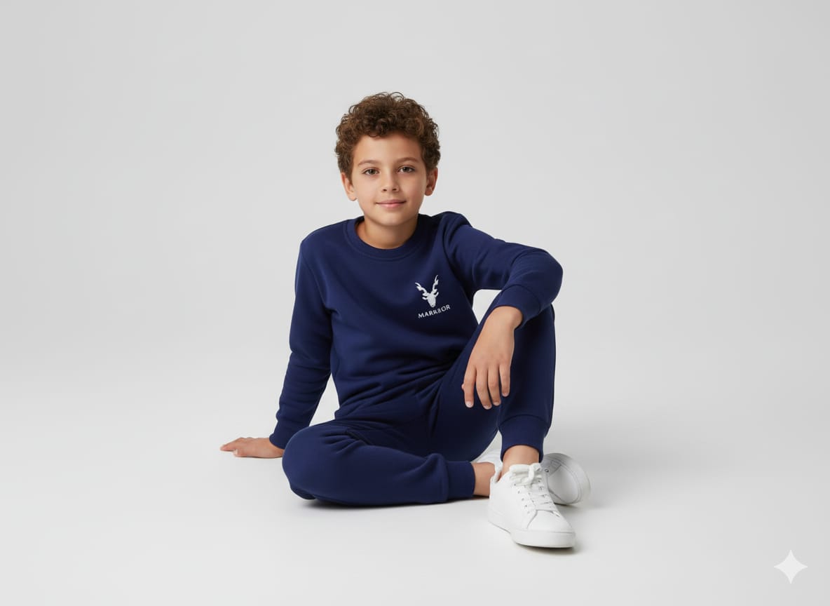Winter Kids Markhor Printed Tracksuit | Full Sleeves Round Neck T-Shirt & Trouser Set – Warm, Stylish & Comfortable Outfit