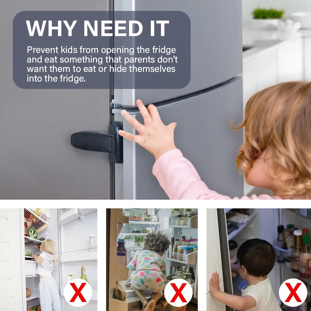 Self Adhesive Sticky Fridge Door Lock For Child Safety, Strong Grip Protection And Easy Installation For Refrigerators, Cabinets And Drawers - Image 3