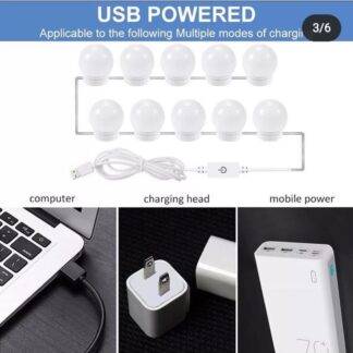 Vanity Light LED Bulbs for Makeup Mirror Stand 10 Bulbs with 3 Light Modes