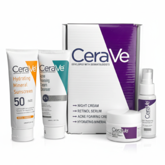 CeraVe Complete Skincare Combo Kit – Sunscreen SPF 50, Acne Cleanser, Retinol Serum & Night Cream