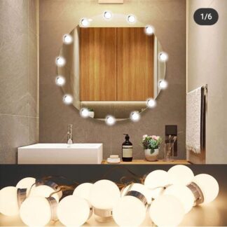 Dimmable LED Vanity Mirror Lights Kit – 10 LED Hollywood Style Bulbs for Makeup Dressing Table & Bathroom Mirror