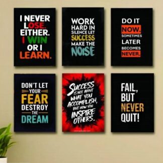 Set Of 6 Motivational Quotes Wooden Frames For Wall Decoration Sticky Photo Tiles With Double Tape Strong Build Elegant Finish Reliable Utility Compact Style Perfect Choice For Inspiration