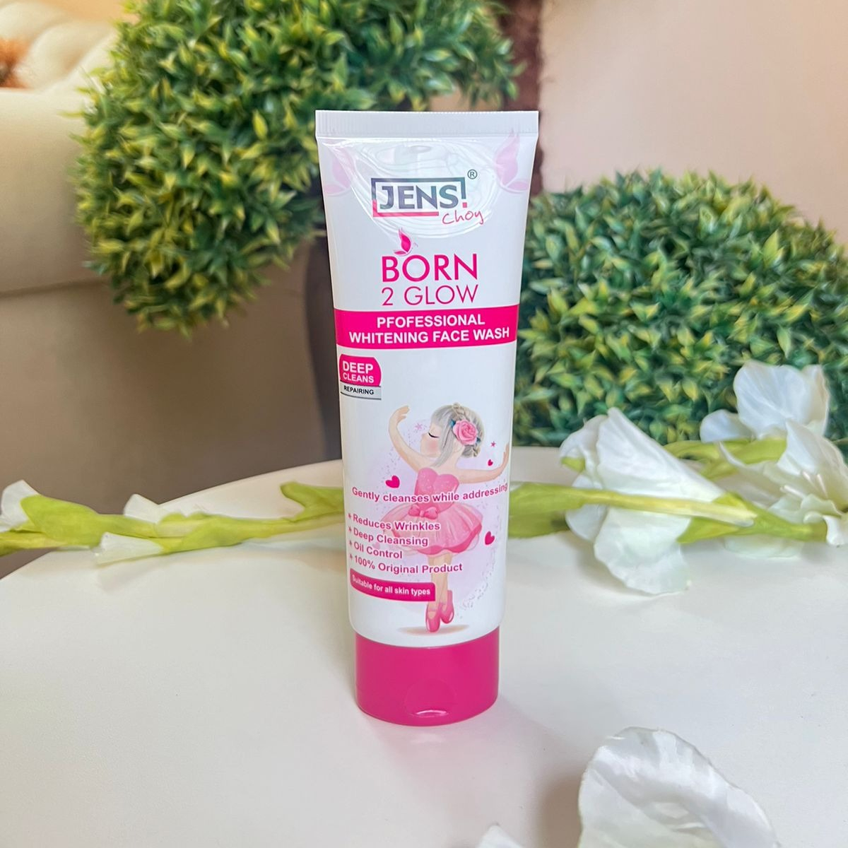 Jens Choy Born 2 Glow Professional Whitening Face Wash Premium Quality Gentle Formula For Daily Skin Care And Bright Appearance - 100g - Image 2