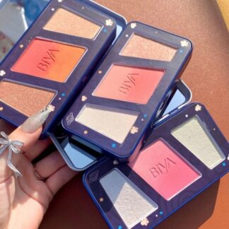 3 in 1 Colors Facial Blush Gradual Powder Blusher Shimmer Highlighter Three-dimensional Brightening Powder Blusher Palette - Biya Korean Highlighter & Blush Palette