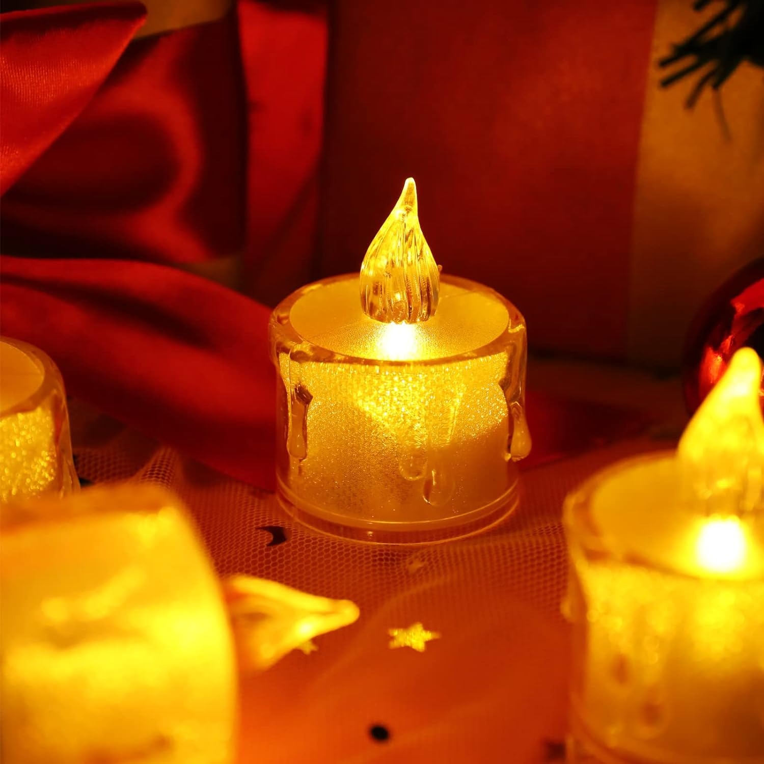 Flickering LED Flameless Tea Light Candles with Realistic Wax Drip (1 pcs) - Image 2