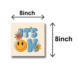 Pack of 4 Colourful Motivational Words Pictures Wooden Frames 8 by 8 inches Size for Kids and girls Room Wall Art Decoration / Sticky Phototiles