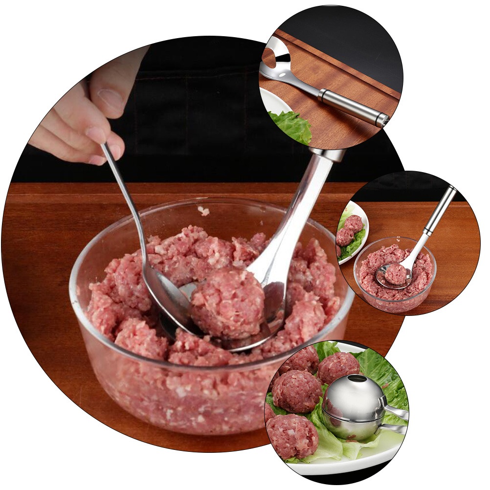 Meatball Spoon | Stainless Steel Scoop Ball Maker | Non‑Stick Meatball Baller with Long Handle - Image 2