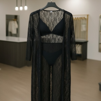 Luxurious Net Transparent Lace 4-Piece Nightwear Set – Stylish Free-Size Lounge And Sleepwear Including Gown, Bra, Panty, And Trouser