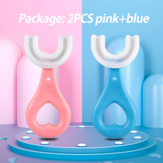 360 Degree U-Shaped Baby Toothbrush [Pack of 2] | Children Child Toothbrush Teethers Baby Brush Silicone Teeth Oral Care Cleaning | (Random Color)