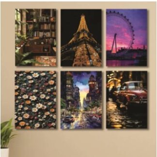 Set Of 6 Sticky Wooden Canvas Frames For Wall Decore Aesthatic Art / Sticky Phototiles For Room Wall Decoration