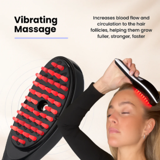 Electric Massage Comb – Blue & Red Light Therapy, Vibration Brush, Spray & Negative Ion Scalp Massager (Rechargeable)