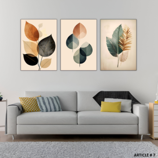 Set of 3 Botanical Wall Art Frames – 8x11" MDF Wood with Adhesive Backing