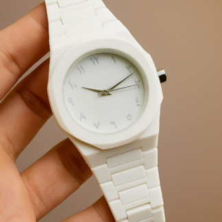 Full White Aura Watch Elegant Design Durable Build Comfortable Strap Clear Display Perfect For Daily Wear And Special Occasions