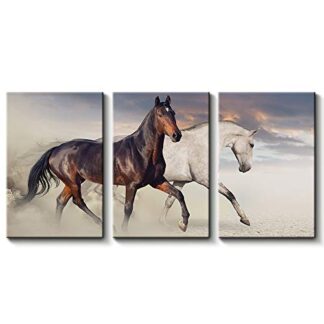 3 Pc Black & White Horse Wall Décor Photo Tiles | Elegant Design | Self‑Adhesive Double Tape | Size 8x11