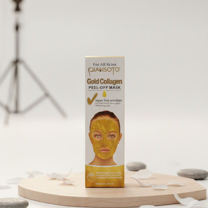 Qiansoto Gold Collagen Peel-Off Facial Mask – Anti-Aging & Skin Brightening Treatment (100ml) - Image 2