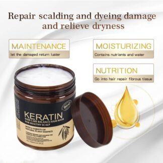 Professional Keratin Hair Repair Mask (300ml): Deep Conditioning Treatment for Frizzy, Damaged, and Chemically Treated Hair.