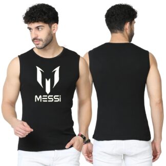 Messi Logo Sando Tank Top for Men Workout [Black] | Tank top gym sando for MEN