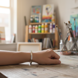 The Heptagon Eclipse: Handcrafted Geometric Titanium Cuff