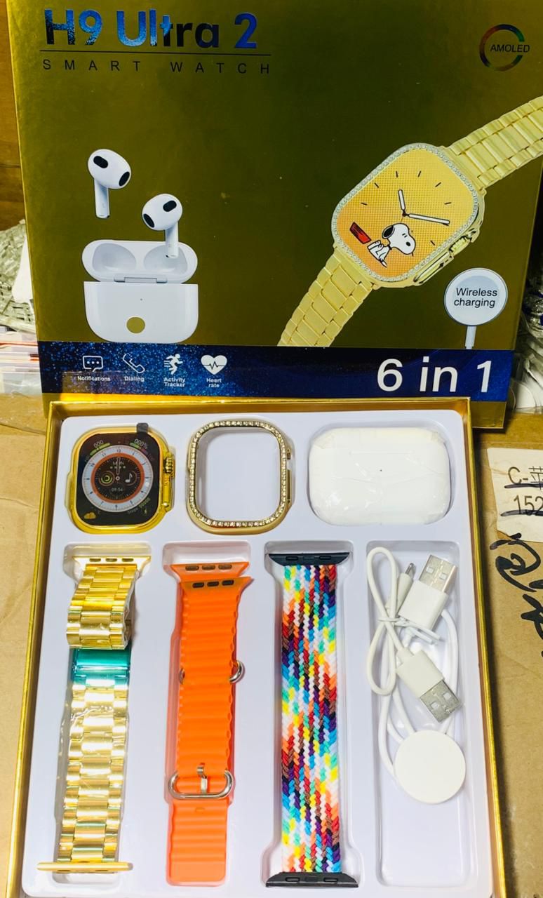 H9 Ultra 2 Smart Watch | Original Full Display | AirPods 3 BT | 6‑in‑1 Set with Cover & Straps - Image 4