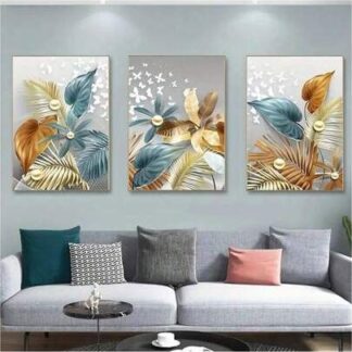 3pcs Butterfly Leafs Design Stickytiles Frame Providing Creative Artistic Pattern Elegant Look Modern Appearance