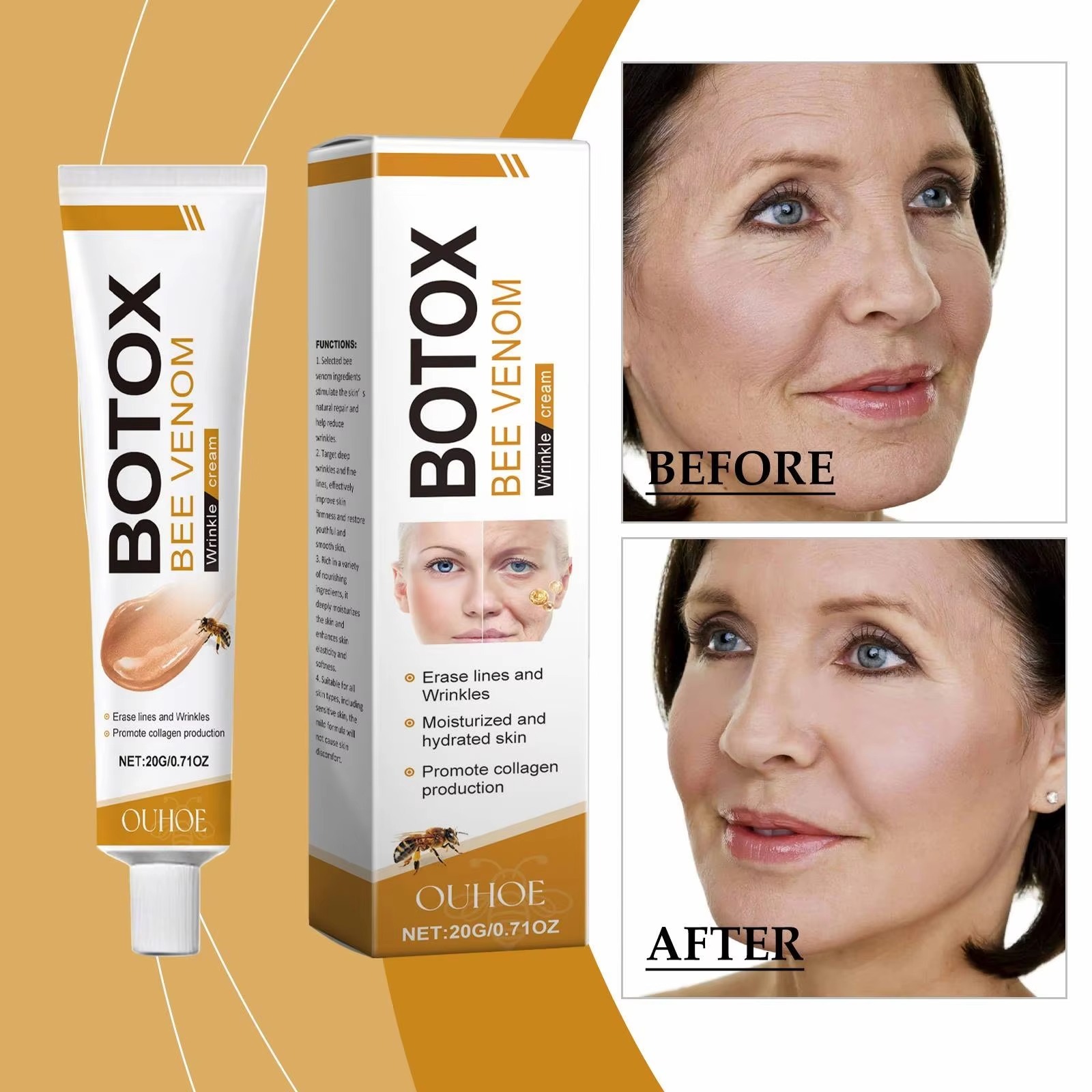 Botox Bee Venom Wrinkle Cream | Anti‑Aging Moisturizer | Collagen Boost | Reduce Wrinkles & Fine Lines 20gm - Image 3