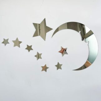 15 stars and 1 moon Silver Acrylic Wall Stickers / Stickers Decals for Kids Girls Bedroom Bathroom Playroom